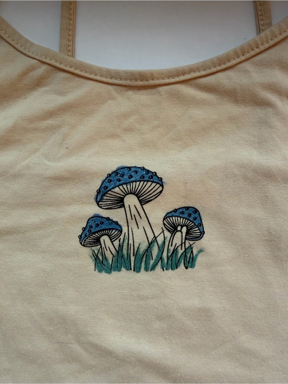Beige Mushroom Graphic Crop Top - Women - Picture 2 of 2